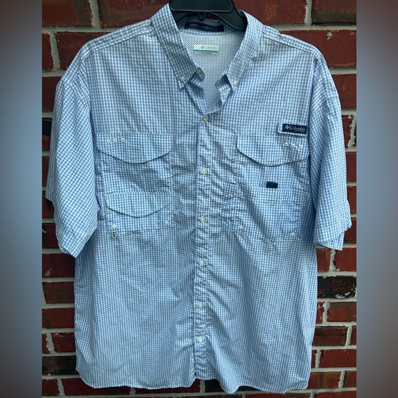 Columbia Other - Columbia PFG Super Bonehead Mens Short Sleeve Vented Fishing Shirt Blue/White XL